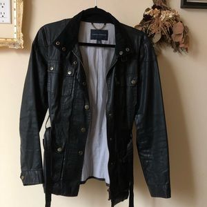 Faux Leather Jacket w/ Belt